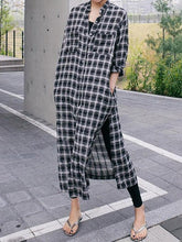 Loose Split-side Long Plaid Cover-up