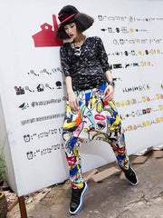Loose Colorful Printing Harem Pants