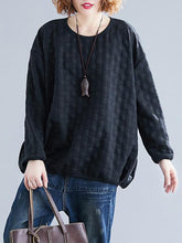 Loose Solid Color Embossing Round Neck T-shirt