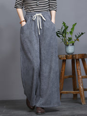 Corduroy Loose Drawstring Wide-Leg Pant
