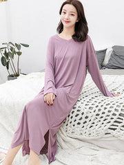 Comfortable Solid Color Loose V-Neck Pajamas