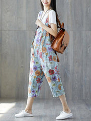 Oversize Printed Braces Jean Pants