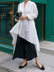 Urban White High-low Lace-up Blouse Dress