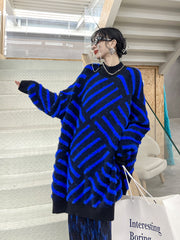 Loose Geometric Printed Knitted Midi Dress