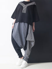 Women Irregular Stitching Wide Leg Casual Pants