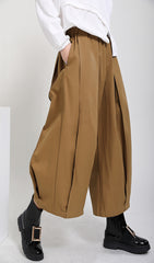 Casual Solid Wide Leg Pants