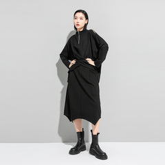 Women Loose Pleated Off Shoulder Long Sleeve T-Shirt