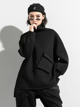 High-Neck Solid Batwing Sleeves Sweatshirt