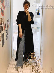Solid Color Long Sleeve Shirt Maxi Dress