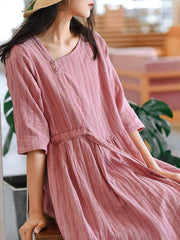 Loose Oblique Collar Solid Color Dress
