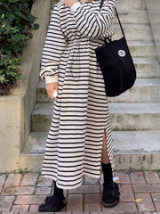 Stylish Striped Casual Hoodie Dress