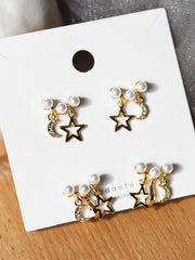 Pearl Star&Moon Earrings
