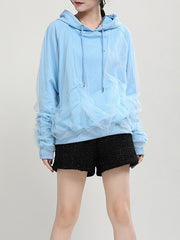 Women Stitching Hooded Long Sleeve Sweatshirt
