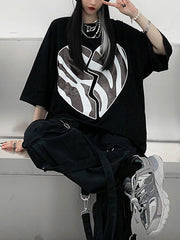 Women Zebra Print Loose Short Sleeve T-Shirt