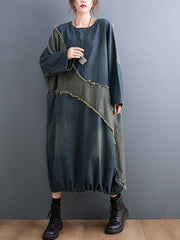 Collision Color Splicing Loose Midi Dress