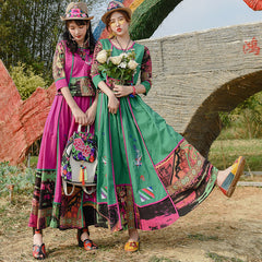 Vacation Simple Embroidered Waist-Cinching Panelled Suits Maxi Dresses