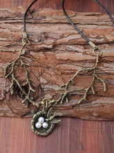 Wax Rope Necklace Alloy Bird's Nest Pendant Necklace