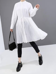 Loose A-Line Ruffled Split-Joint Short Shirt Dress