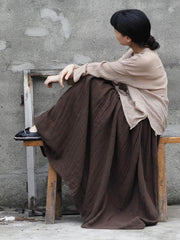 Loose Several Color Big-Hem Long Cotton Skirts