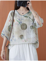 Retro Print Loose Short Sleeve T-Shirt