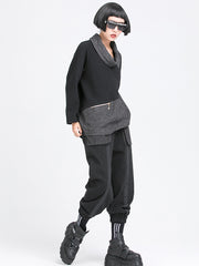 Contrast Stitching Bat Sleeve Bottoming Shirt T-Shirt