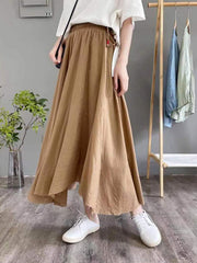 Solid Color Retro Loose High Waist Irregular Skirt