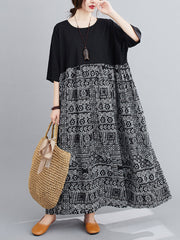 Original Printed Round-Neck Dress