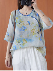 Retro Print Loose Short Sleeve T-Shirt