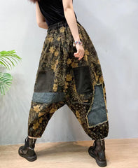 Loose Elastic Waist Printed Denim Pant