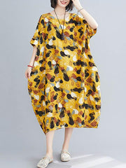 Loose Comfortable Cotton Yellow Dress