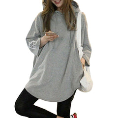 Hooded Drawstring Loose Sweatshirt