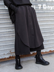 Women Stitching Solid Color Loose Casual Pants