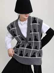 Original V-Neck Contrast Color Knitwear Knit Vest