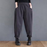 Retro Plus Velvet Padded Wide-Leg Guard Pants