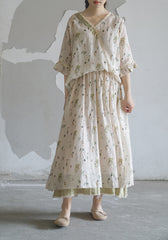 Floral Print Loose V-Neck Casual Shirt