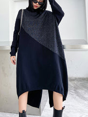 Women Long Sleeve Stitching Round Neck Dress