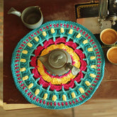 Hand Hook Flower Retro Round Placemat