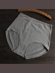 5Pcs Solid Color High Waist Breathable Panties