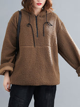 Plus Size Thick Zipper Loose Sweatshirt