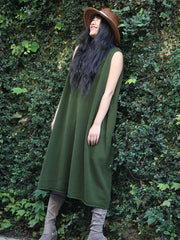 Elegant Solid Knitting V-neck Vest Dress