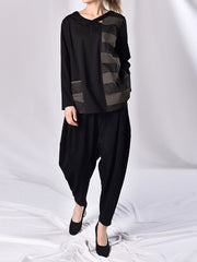 Women Loose Striped Casual Long Sleeve Bottoming Shirt