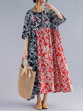 Round Neck Loose Printed Short Sleeve Casual Dress