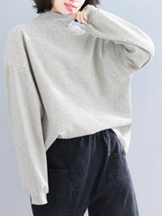 Striped Turtleneck Loose Lantern Sleeves T-Shirts