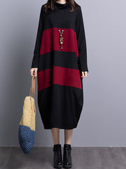 Simple Matching Color Loose Dress