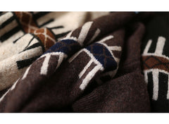 Women Loose Stitching Printed Casual Sweater