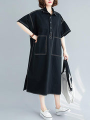 Original Solid Split-Side With Pocket Dress