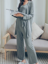 Three Pieces Solid Camisole Shirt And Pant Pajamas