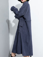 Women Long Sleeve Solid Color Shirt Dress