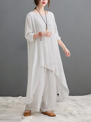 Wide Leg Pants Solid Color Two-Piece Women's Casual Suit