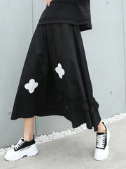 Vintage Embroidered Print Loose Casual Skirt